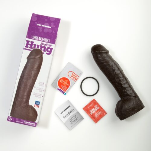 Doc Johnson Realistic Hung Vac U Lock attachment, care guides, and accessories