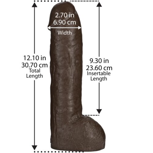 Realistic dildo, 12.10 in total length, 2.70 in width