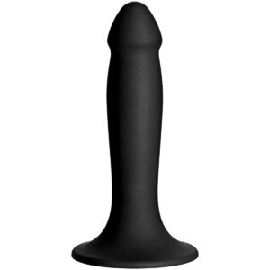 Vac u lock smooth dildo in black featuring secure attachment system