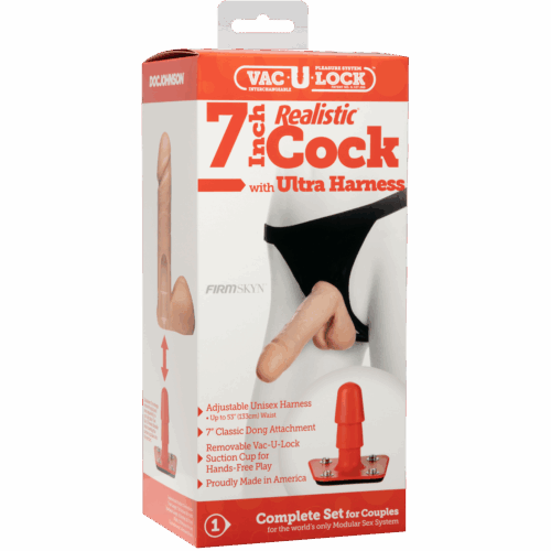 Doc Johnson Vac U Lock 7 inch realistic cock dildo with ultra harness