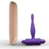 You Love Me Share Me Vibrator & Butt Plug Set, featuring a beige vibrator and a purple bu