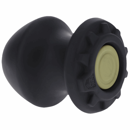 This innovative product combines style and functionality for enhanced user experience. A black silicone device with a rounded top