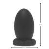 Black egg-shaped object on a textured base