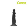 Black dildowith a curved design and a stable base