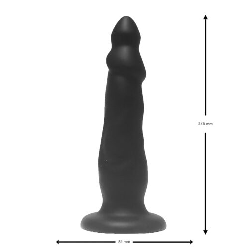 Black silicone dildo with textured body