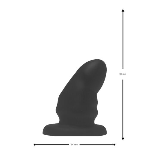 Black silicone toy, measuring 95 mm in height and 54 mm in width