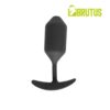 Black silicone adult toy, featuring a tapered tip and wide base