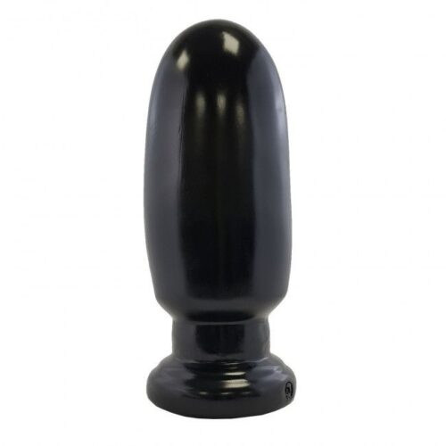 A black silicone item with a rounded tip and sturdy base