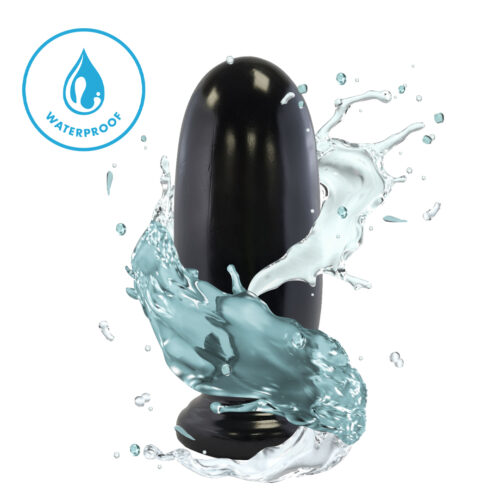 Black waterproof product splashing water