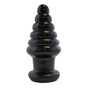 A sleek black spiral object designed for specific uses. Black spiral-shaped object with a smooth finish