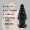 Black TPE rubber toy with 13.5" girth and 8" insertable length