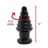 Black ribbed toy measuring 9 inches tall and 13.5 inches girth