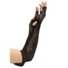 A hand in a long black lace glove