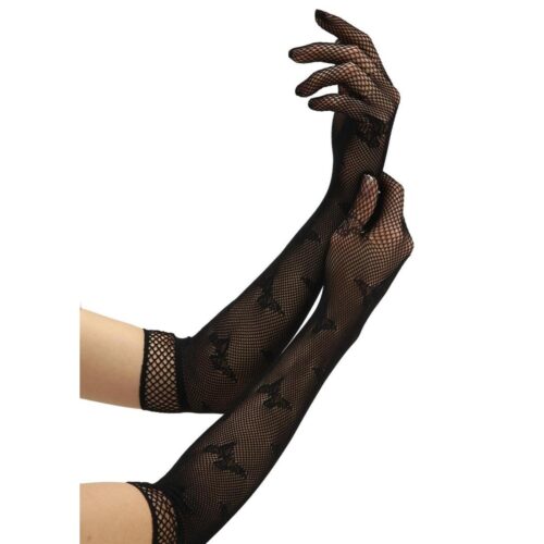 Black fishnet gloves with a stylish pattern