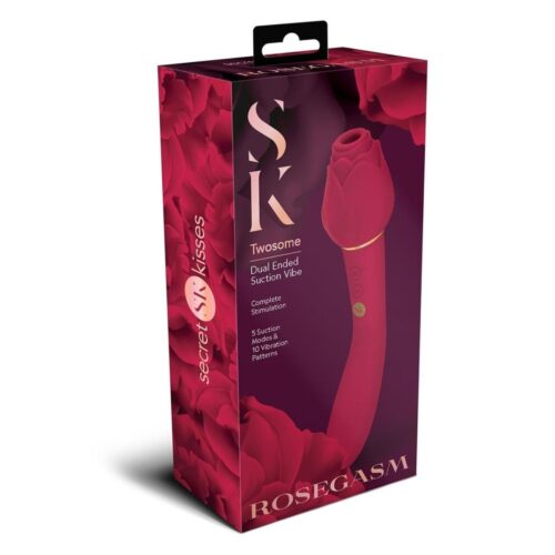 Secret Kisses Rosegasm Twosome Rose Vibrator - Red