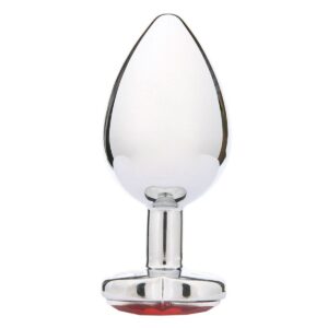 Explore new sensations with this elegant glass anal plug. Glass anal plug with a clear body and red base