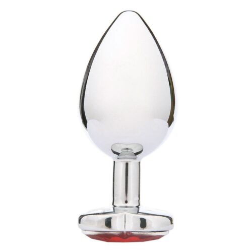 Glass anal plug with a clear body and red base