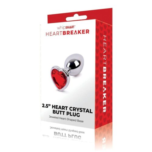 2.5" heart crystal butt plug, with a jeweled heart-shaped base