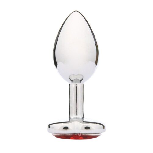 Clear glass anal plug with red gemstone base