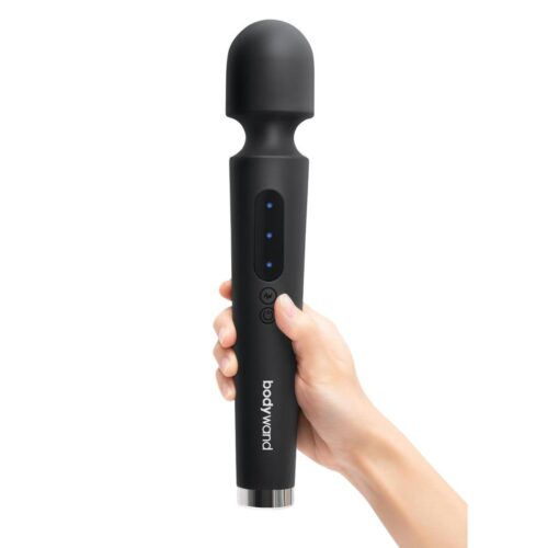 Black Bodywand Power Wand Vibrator held in a hand