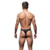 A muscular man from behind in a black thong