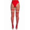 Model in red high-waisted panties, fishnet stockings, and red heels