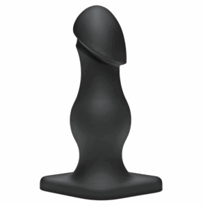 Explore new sensations with this stylish silicone toy. Sleek black silicone toy with a tapered tip and wide base