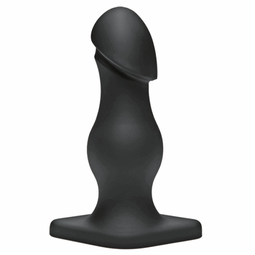 Explore new sensations with this stylish silicone toy. Sleek black silicone toy with a tapered tip and wide base