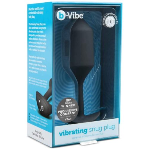 b-Vibe Vibrating Snug Plug in packaging, showcasing a sleek, black silicone design
