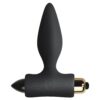 Black silicone anal toy with a tapered design