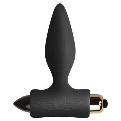 Black silicone anal toy with a tapered design