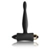 A black silicone toy with a tapered tip and gold base