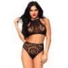 Elevate Your Style With This Stunning Black Crochet Set, Perfect For Any Occasion. Model In A Black Crochet Two-Piece Set Available At The Loving Company, Featuring Intricate Patterns And A High Waist.
