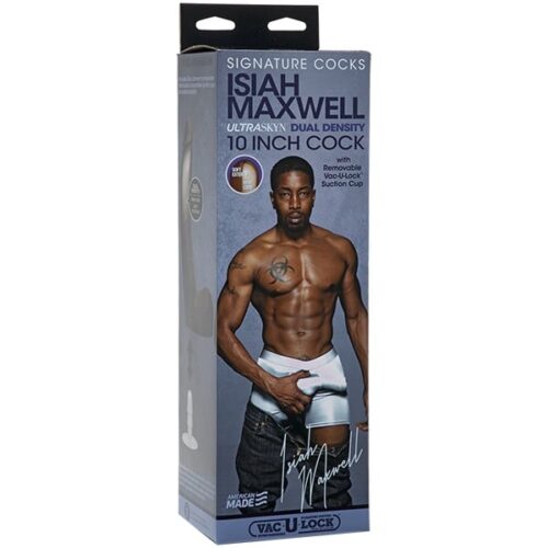 8160_11_bxjpg Doc Johnson Signature Cocks Isiah Maxwell Ultraskyn Cock Dildo With Removable Vac-U-Lock Suction Cup - Chocolate, 10 inch