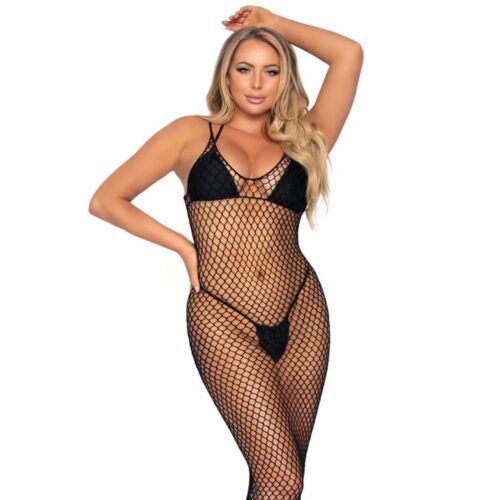 This Stylish Black Fishnet Outfit Is Perfect For Making A Bold Statement. Model In A Black Fishnet Outfit, Available At The Loving Company, Showcasing A Confident Pose.