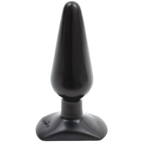 Black silicone anal plug with a tapered design