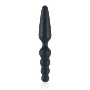 Discover new sensations with this elegantly designed black pleasure toy. A black tapered pleasure toy with a textured body
