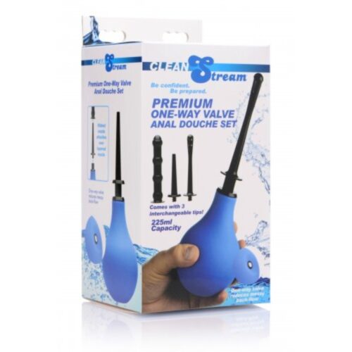 Cleanstream Premium One-Way Valve Anal Douche Set - Blue, One Size