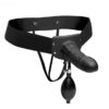 Master Series Pumper Inflatable Hollow Strap-On - Black, 7inch