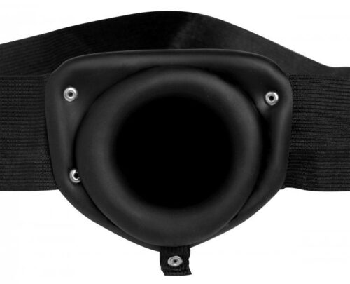 Master Series Pumper Inflatable Hollow Strap-On - Black, 7inch