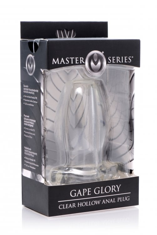 Clear hollow anal plug in packaging