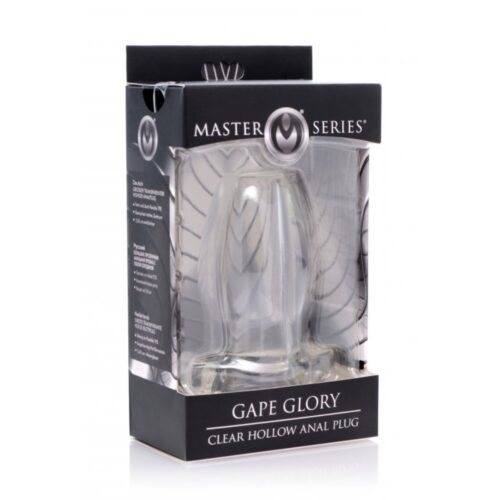 Clear hollow anal plug in packaging
