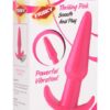 Frisky Thrilling Pink Anal Plug packaging, featuring a smooth design and a vibrating bullet