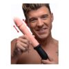 Vibrating and thrusting dildo with handle, 7.5 inch vanilla color