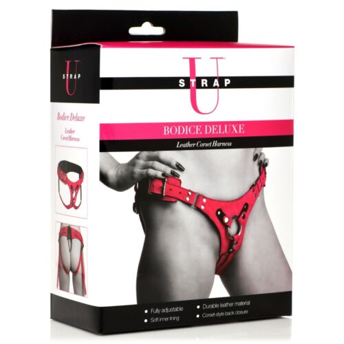 ah143-pink-2jpeg Strap U Bodice Deluxe Leather Corset Harness - Up to 45inch Waist