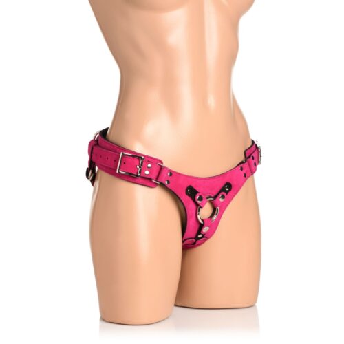 ah143-pink-5jpeg Strap U Bodice Deluxe Leather Corset Harness - Up to 45inch Waist
