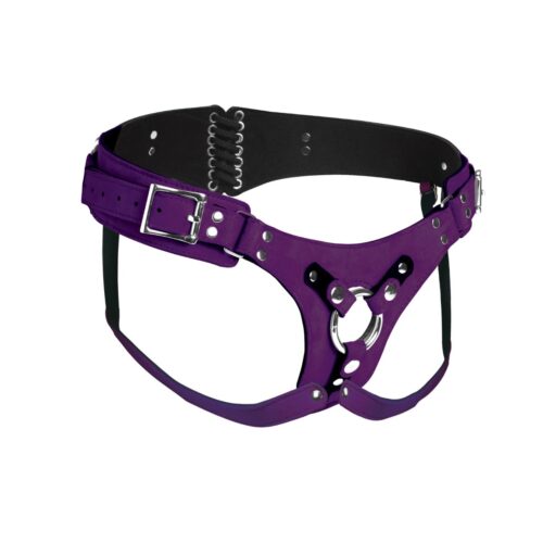 ah143-purple-1jpeg Strap U Bodice Deluxe Leather Corset Harness - Up to 45inch Waist