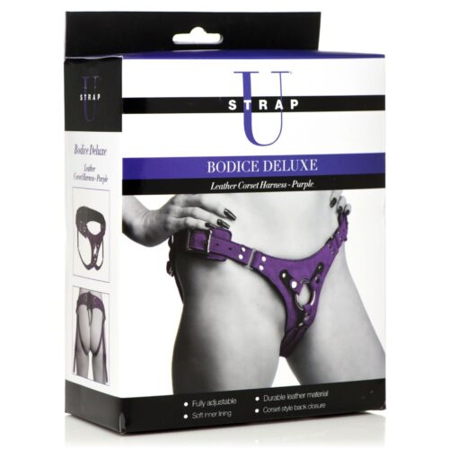 ah143-purple-2jpeg Strap U Bodice Deluxe Leather Corset Harness - Up to 45inch Waist