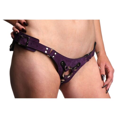ah143-purple-3jpeg Strap U Bodice Deluxe Leather Corset Harness - Up to 45inch Waist