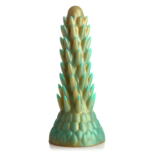 Creature Cocks Stegosaurus Spiky Reptile Silicone Dildo – Green/Gold, 7.6inch